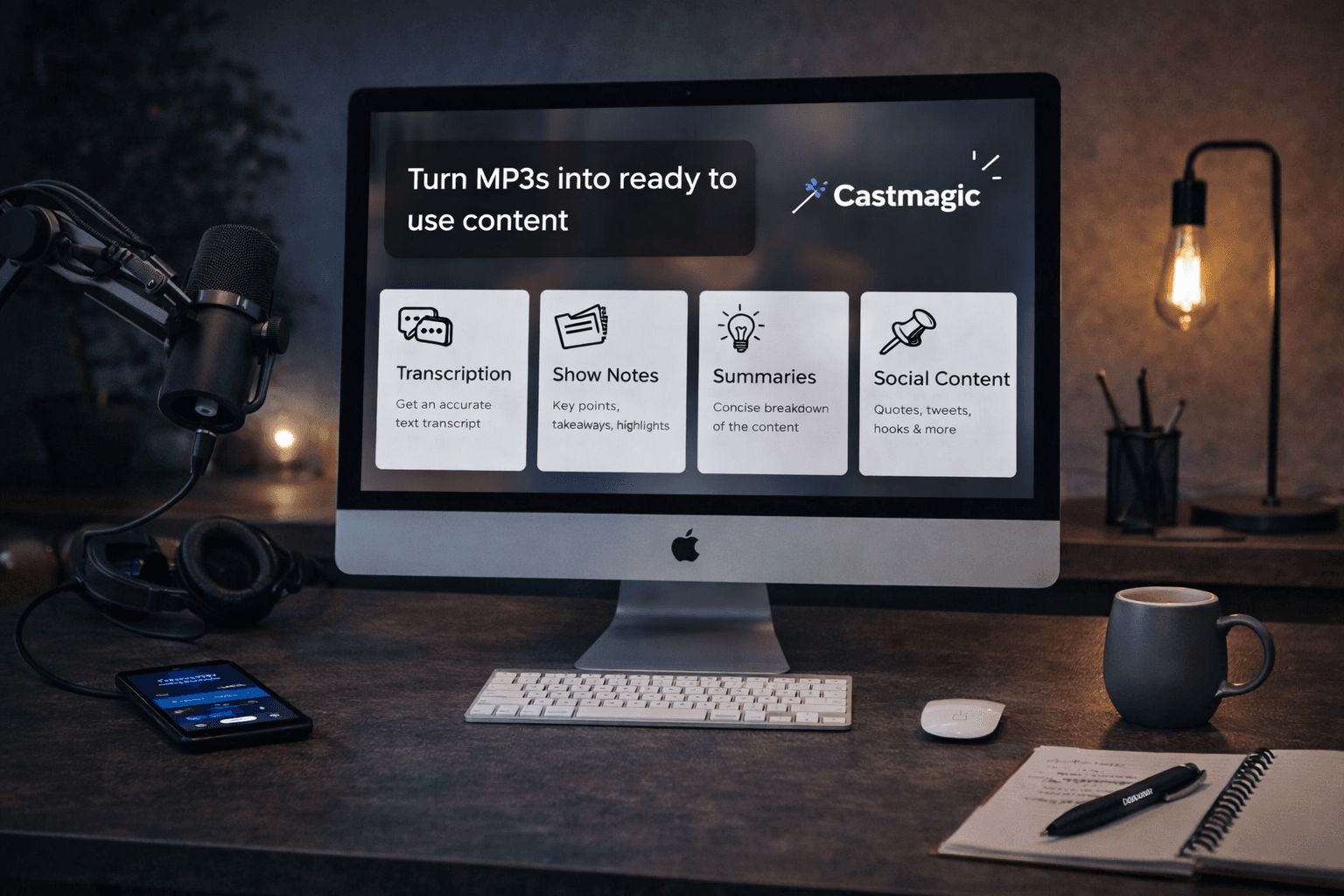 Real estate agent recording video content on smartphone with AI content repurposing tools transforming one video into multiple social media posts and blog articles