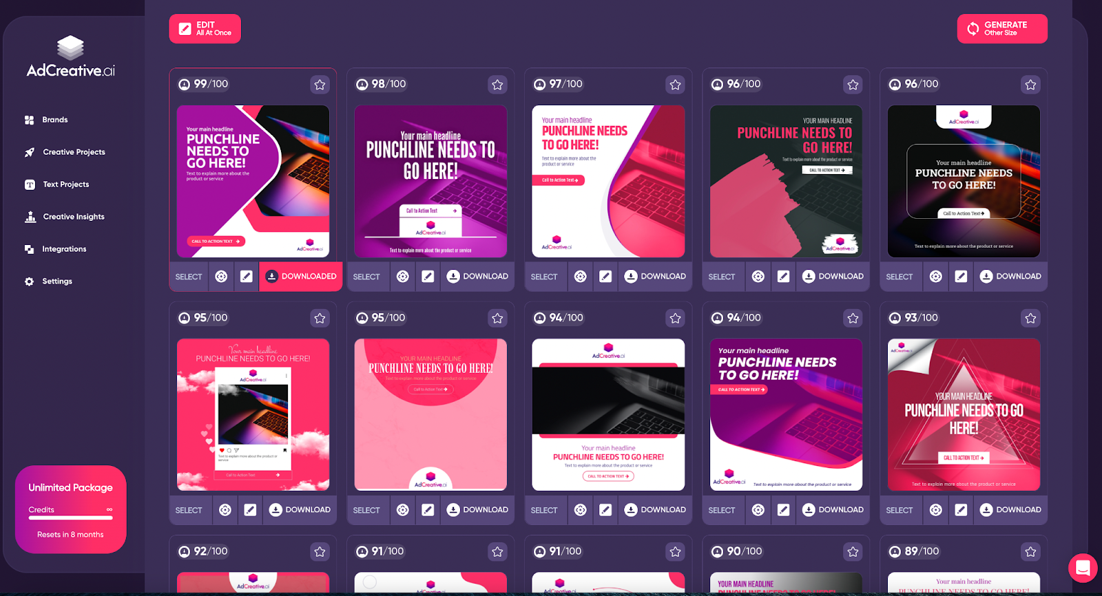 AdCreative.ai platform generating high-converting ad creatives for real estate Facebook and Google campaigns