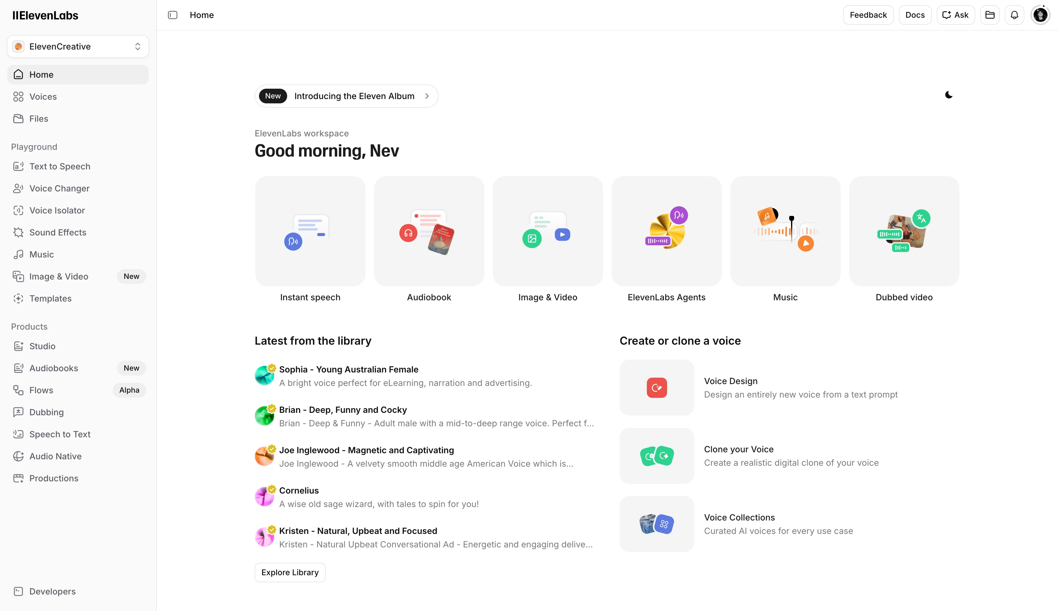 ElevenLabs AI voice generation platform creating professional voiceovers for real estate listing tour videos