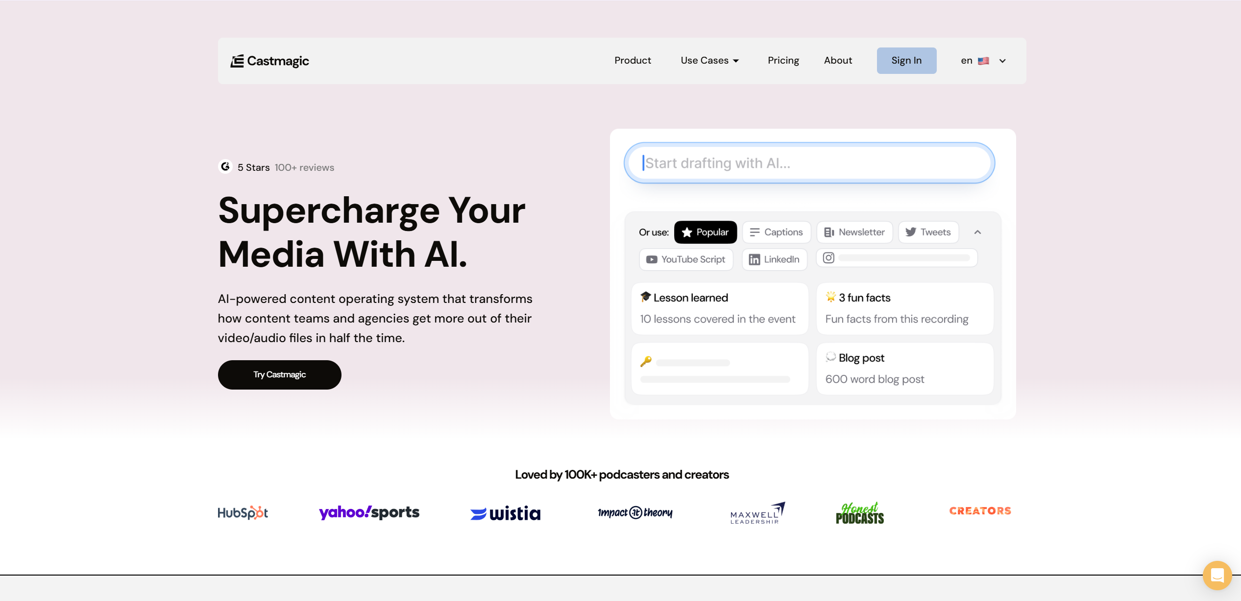 Castmagic AI content repurposing platform overview