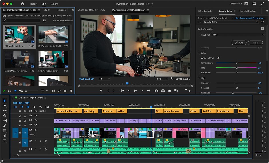 Adobe Premiere Pro professional video editor comparison