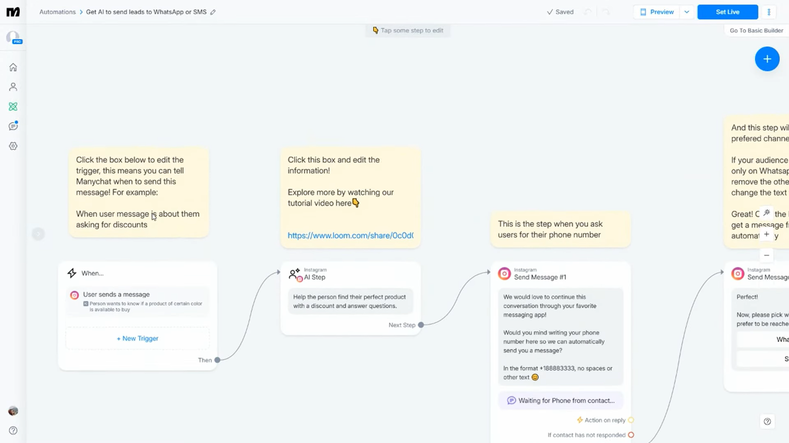 ManyChat automated lead qualification flow for real estate