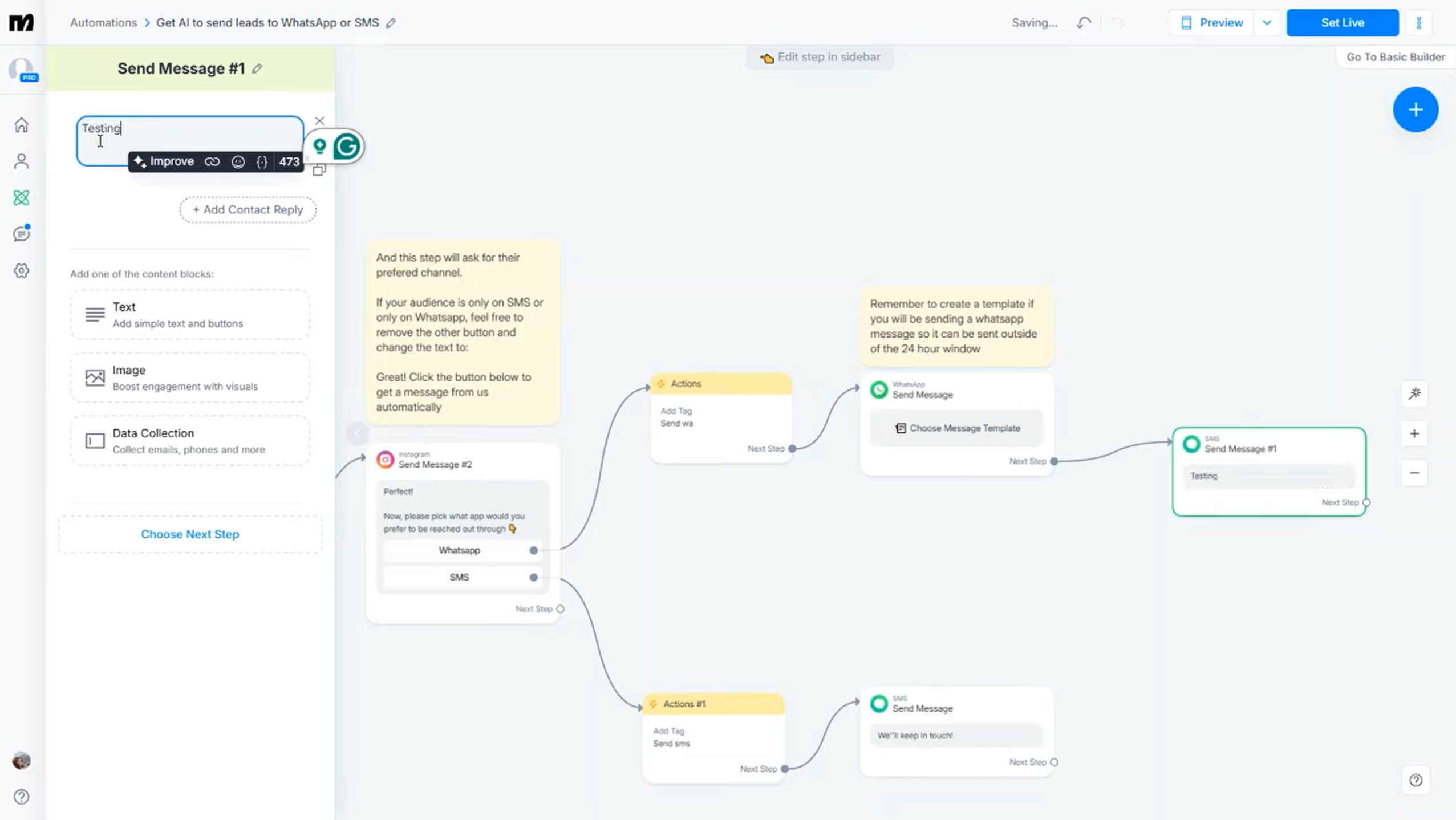 ManyChat automated follow-up sequence testing for realtors