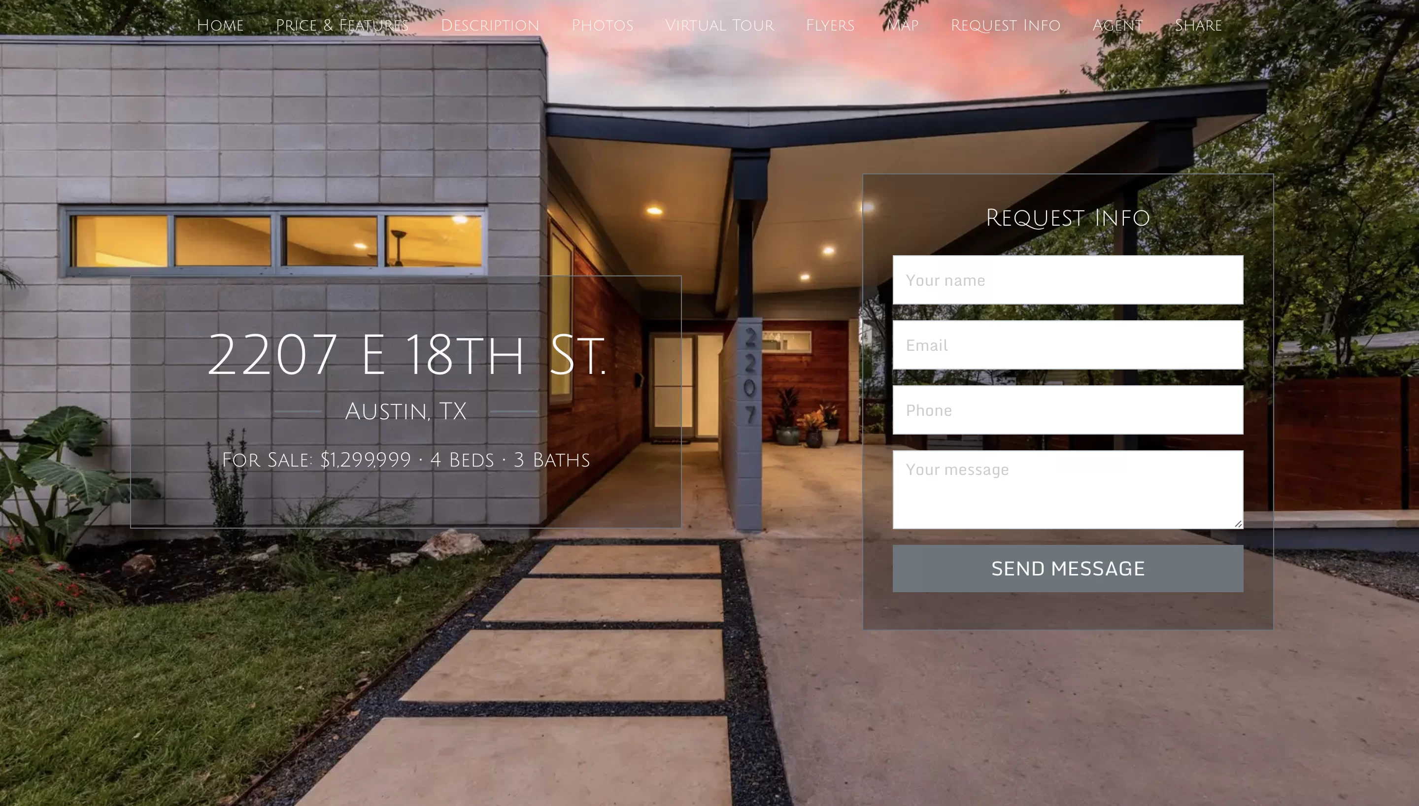 SinglePropertySites platform showing MLS auto-generated listing pages for high-volume real estate teams